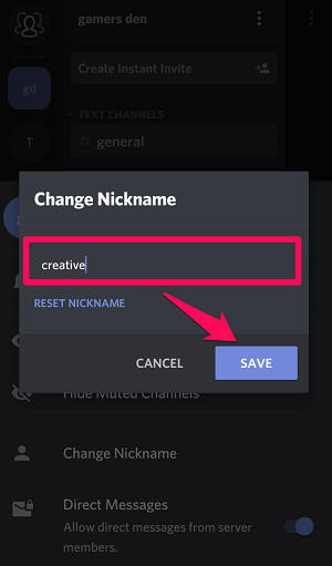 تغيير لقب الخادم في تطبيق android discord
