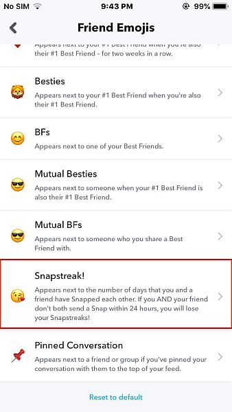 Scheda emoji personalizzate Snapchat per iPhone con l