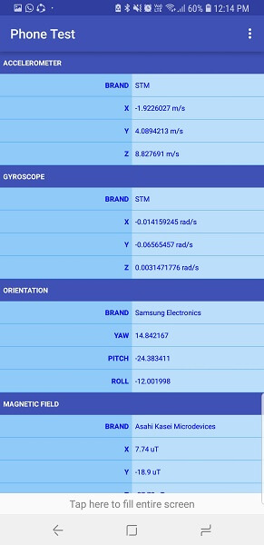 verifica hardware e sensore - Test telefono