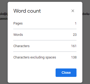 controleer het aantal woorden in google docs