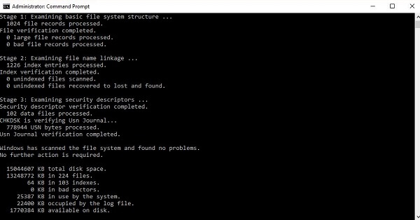 Chkdsk-feil