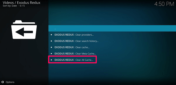 εκκαθάριση προσωρινής μνήμης στο Exodus redux