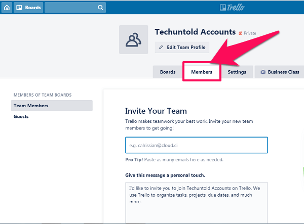 lägg till medlemmar i teamet på Trello