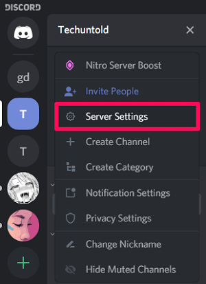 Klicken Sie auf Servereinstellungen