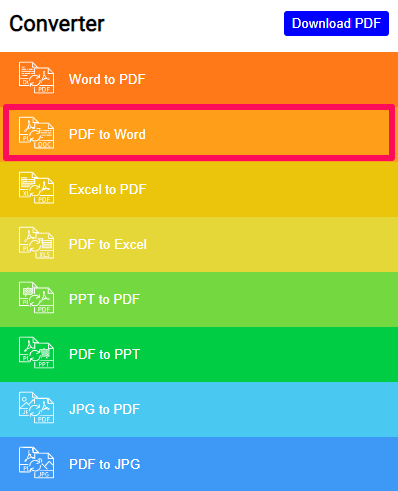 convertir le fichier pdf en mot