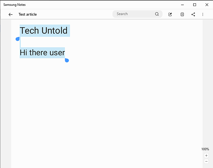 Wyróżnione teksty w notatkach Samsung