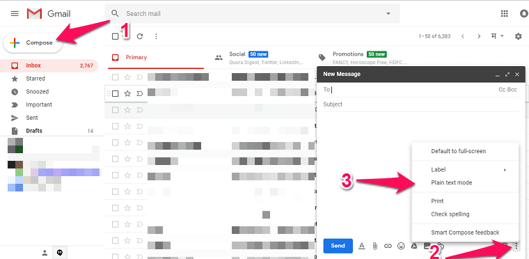 az egyszerű szöveges mód letiltása - Gmail
