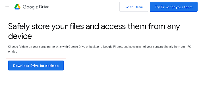 Disk Google pro vstupní stránku pro počítače