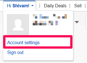إعدادات حساب ebay