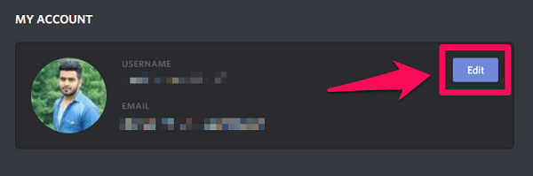 modifier les détails du compte discord