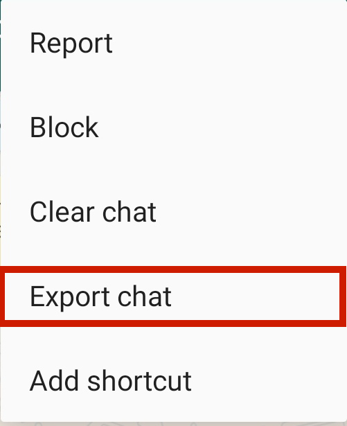 WhatsApp 中的導出聊天選項