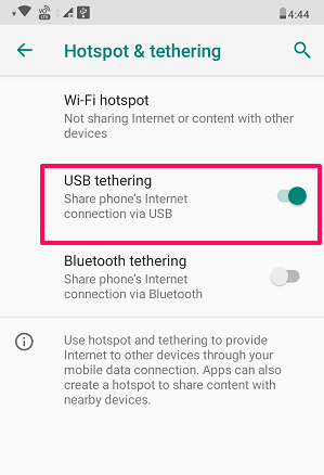 USB-tethering inschakelen