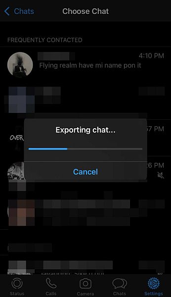 Чат WhatsApp экспортируется в iOS