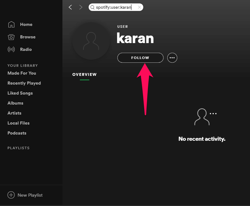 seguir alguém no Spotify