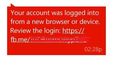 récupérer un compte facebook piraté - message de connexion