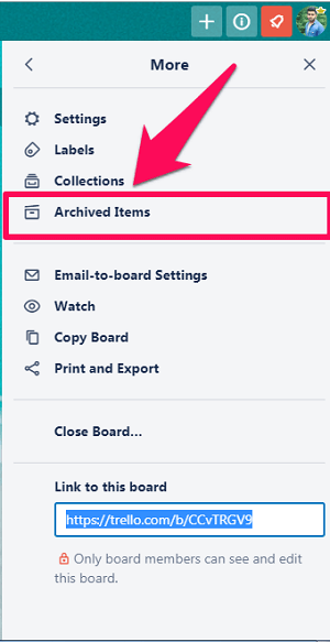 アーカイブされたアイテムにアクセスする
