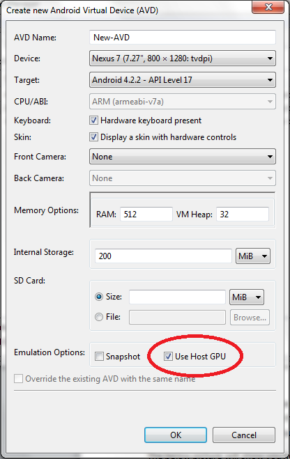 επιταχύνετε τον εξομοιωτή Android - gpu