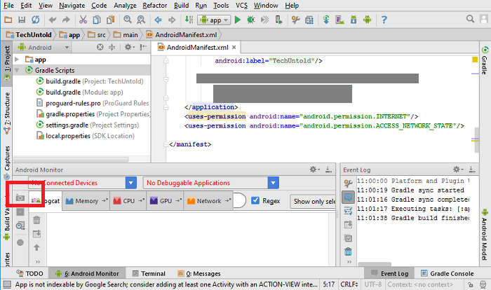hvordan man tager billeder fra telefonen android studio
