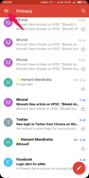 如何更改 Gmail android 上的滑動設置