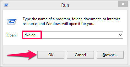 usando a ferramenta de diagnóstico DirectX