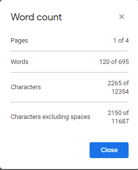 woorden tellen op google docs snelkoppeling