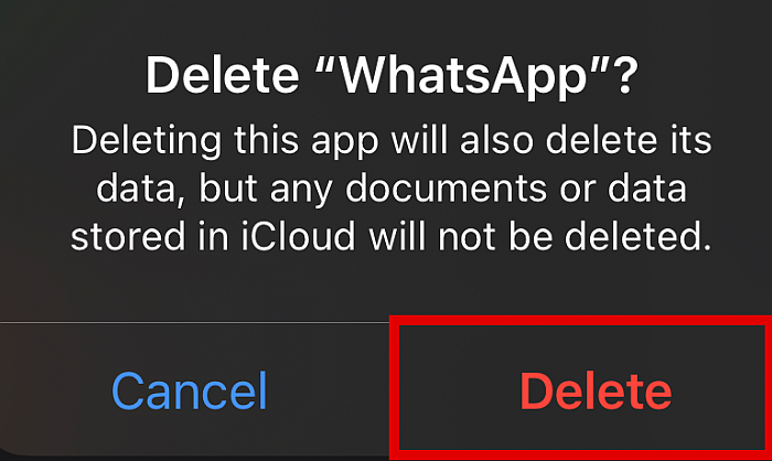 Bekrefter å slette whatsapp i app store