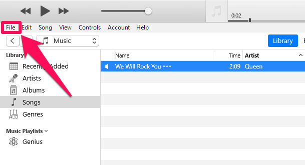 Opzione file iTunes