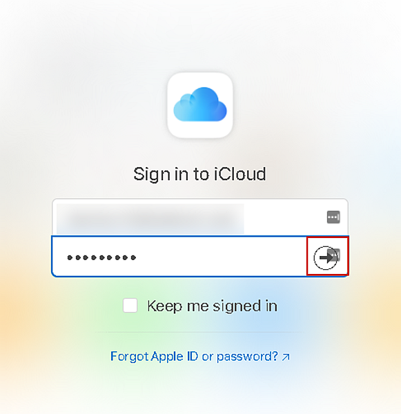 iCloud-loginskærm
