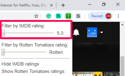 imdb ratings filter bar