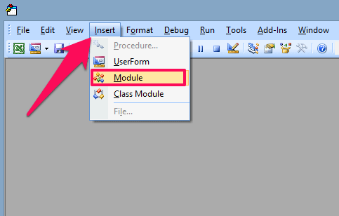 modülü vba düzenleyiciye ekle