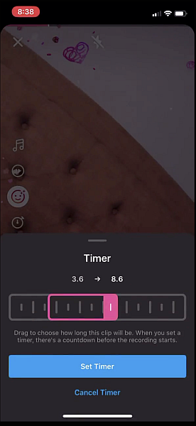 Usa la funzione timer per registrare i tuoi clip a mani libere