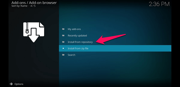 تثبيت الخروج على Kodi