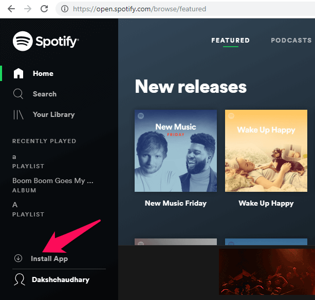 telepítse a spotify Desktop alkalmazást
