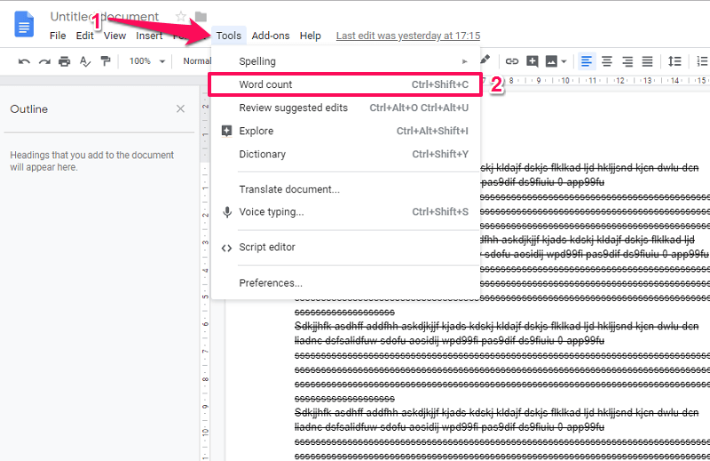 ken het aantal woorden in Google-documenten