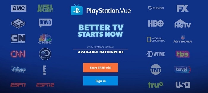 Ιστότοποι ζωντανής ροής τηλεόρασης - Play station vue