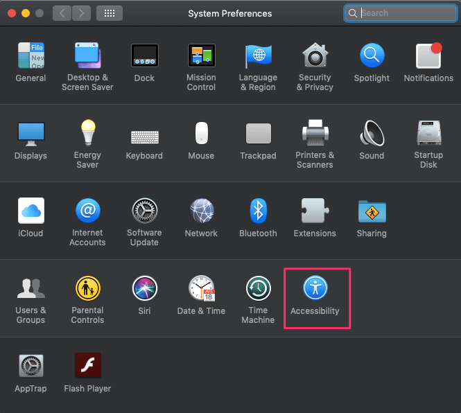 Configurações de acessibilidade do macOS