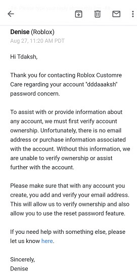 未购买 robux 时的电子邮件