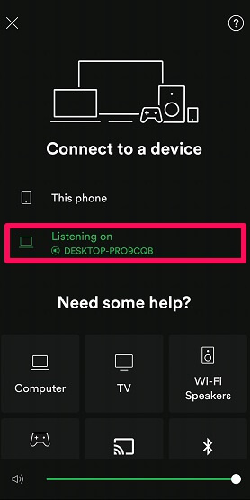 使用 Spotify 連接在其他設備上聽音樂