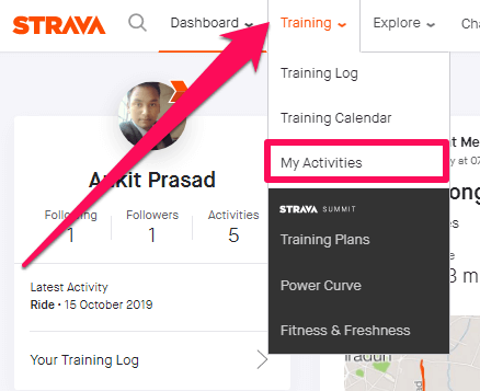 moje działania na strava