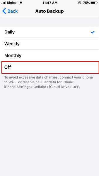 Automatische back-upoptie uitschakelen in WhatsApp voor iOS