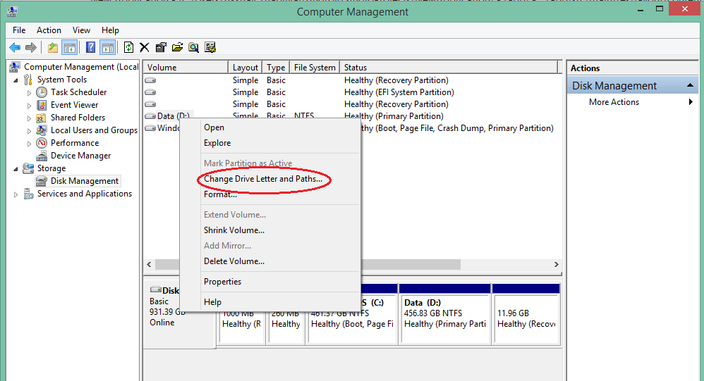 particione el disco duro sin formatear en Windows - cambie la letra de la unidad