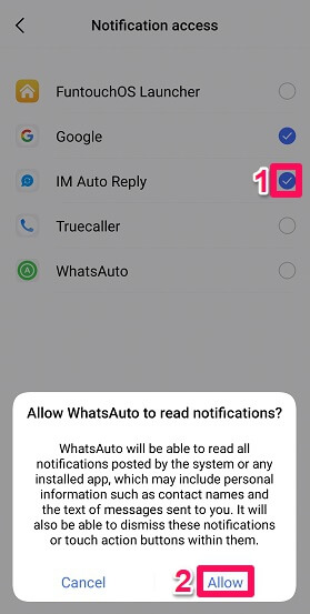 autorizzazione a leggere le notifiche