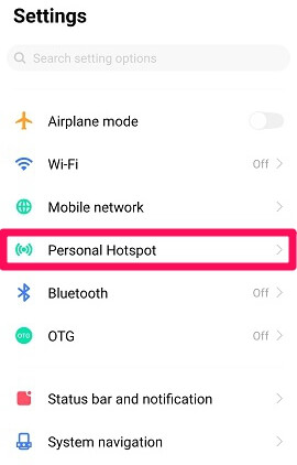 personlig hotspot-alternativ