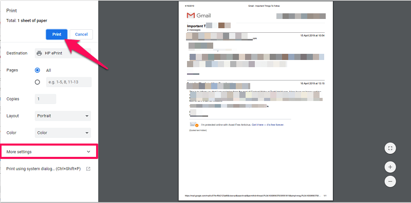 Gmail에서 이메일을 인쇄하는 방법