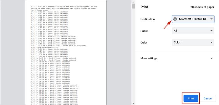 Печать документа google в формате pdf