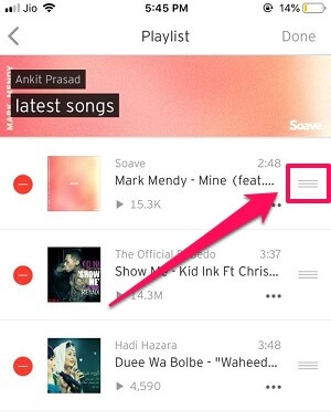 átrendezheti a lejátszási listát a Soundcloud mobilalkalmazásban