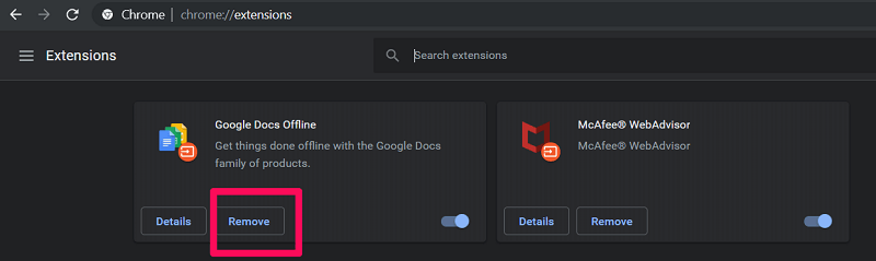 supprimer les extensions google chrome