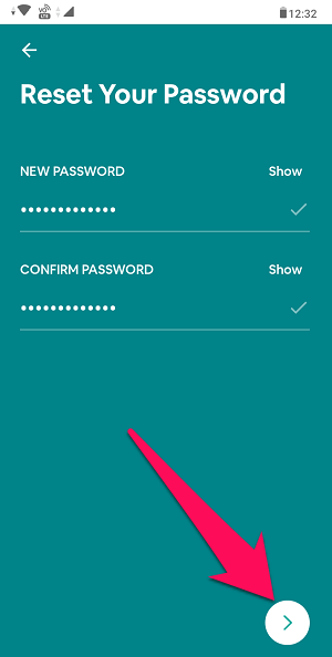 reset Airbnb password on app