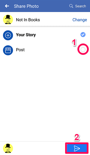 guardar historia para la página de facebook usando el móvil