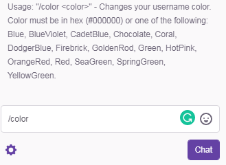 lásd a színopciókat a twitch-en